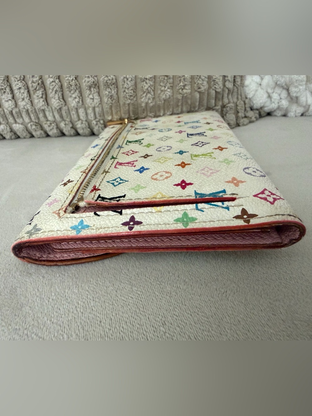 Authentic Louis Vuitton White Multicolor Monogram Wallet with Gold Hardware - Picture 15 of 15